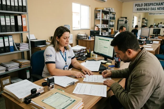 Profissional ajudando na transferência de veículo em Ribeirão das Neves.